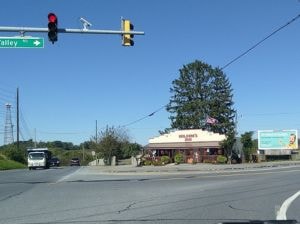 Street intersection and gas station in Ijamsville, Maryland