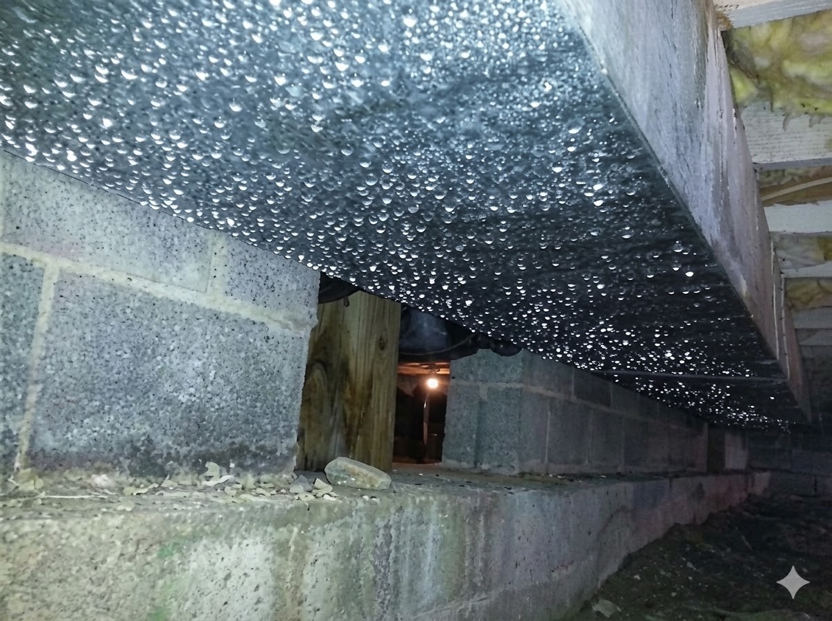 Metal duct with condensation on the underside