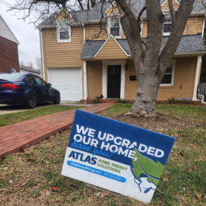 Yard sign in front of a house