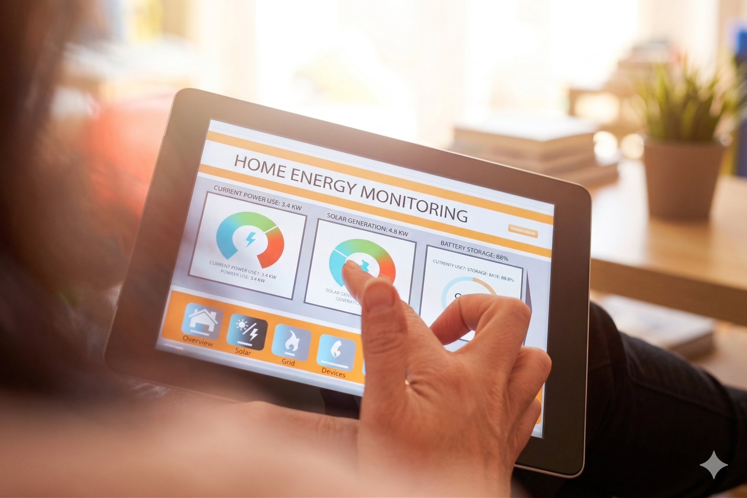 Tablet showing energy consumption statistics