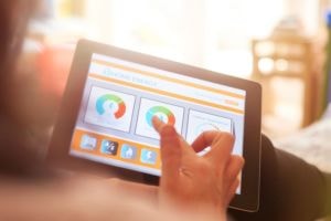 Tablet showing energy consumption statistics