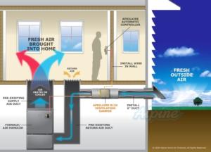 Diagram showing how air ventilation works in a house